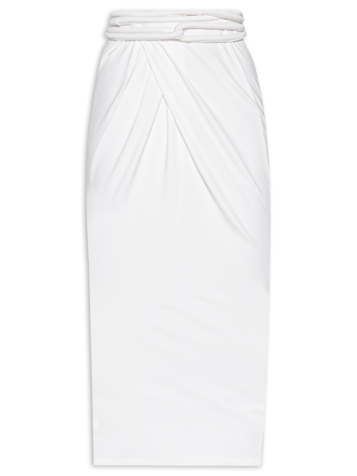 Saia Midi com Transpasse e Franzido - Off White