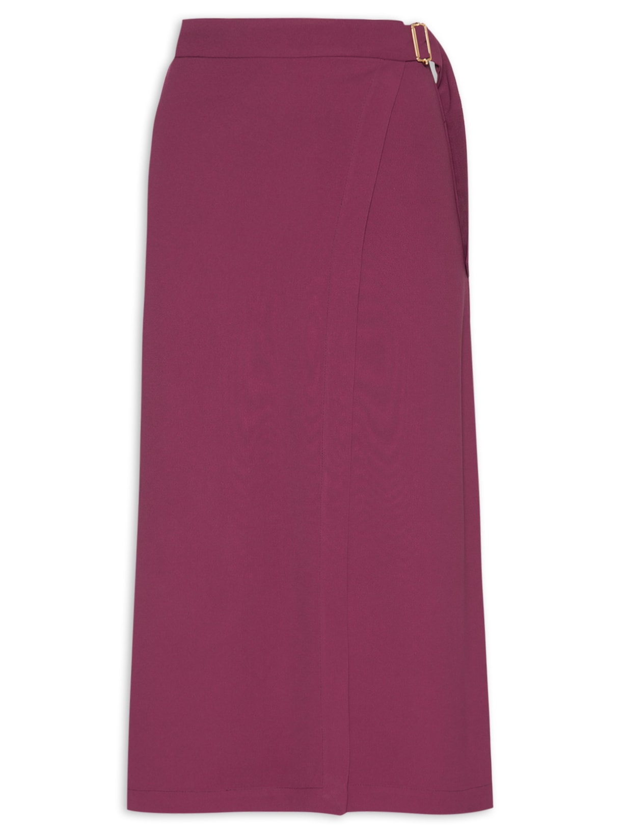 Saia Midi com Transpasse em Crepe - Vinho