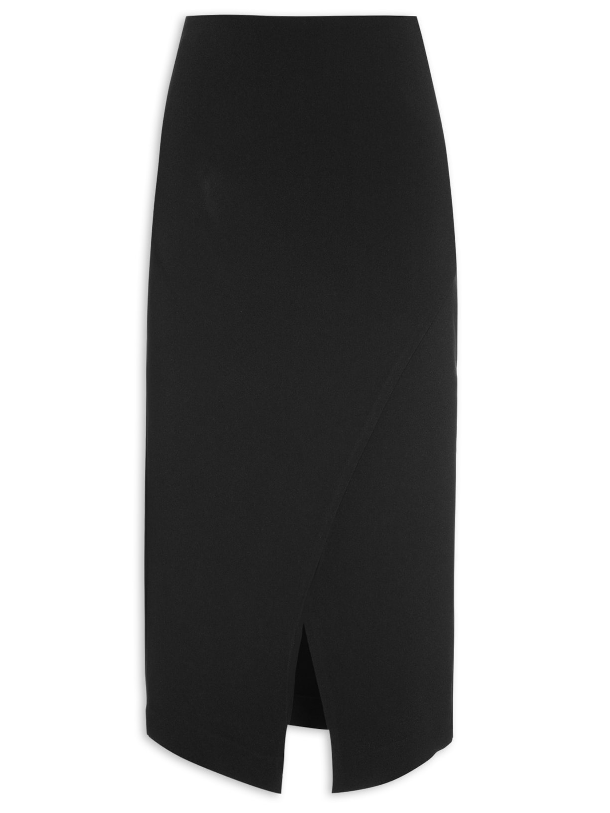 Saia Midi Com Transpasse Frontal - Preto