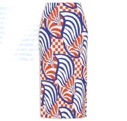 Saia Midi Concha Gráfica - Vermelho