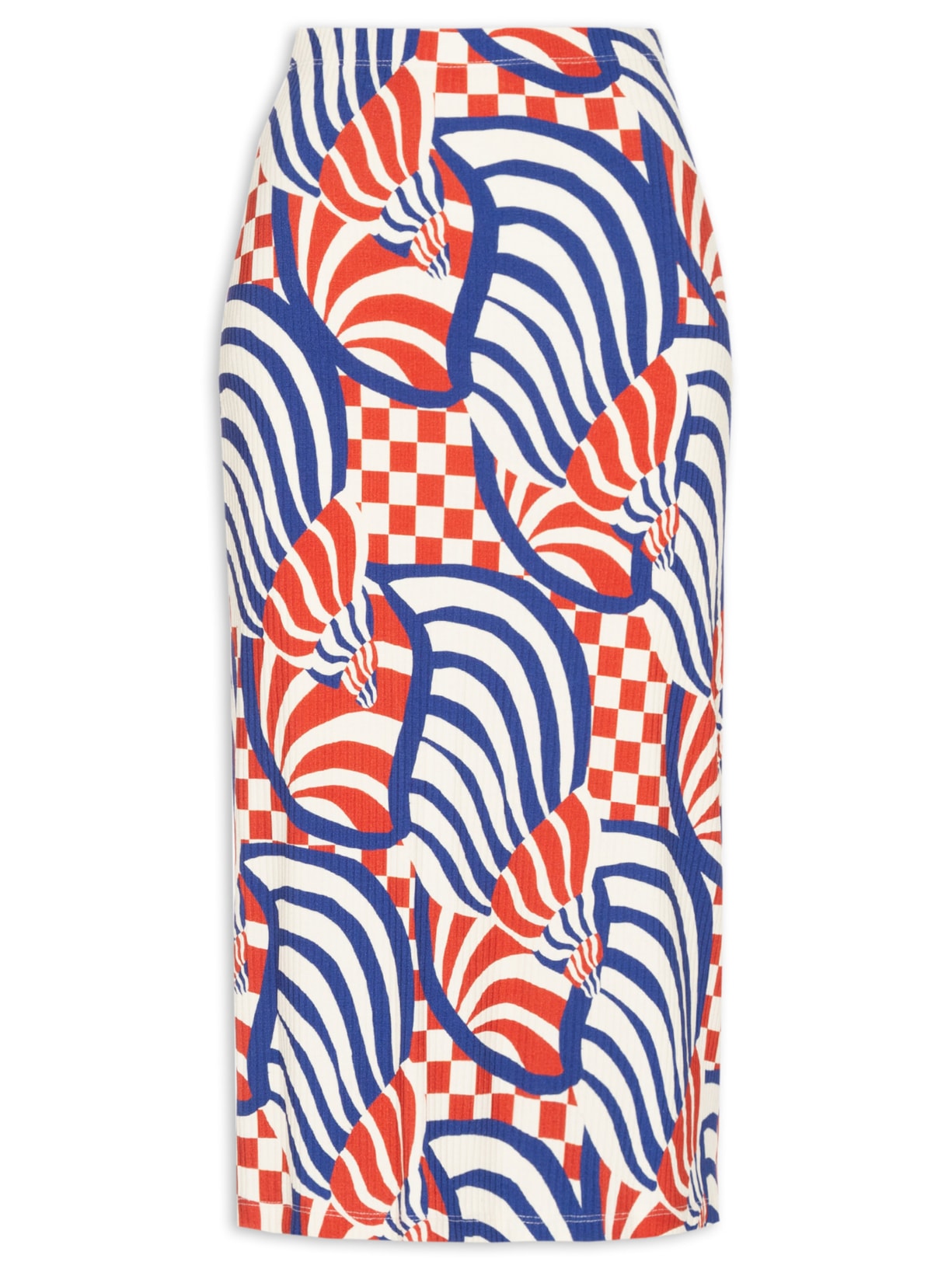 Saia Midi Concha Gráfica - Vermelho