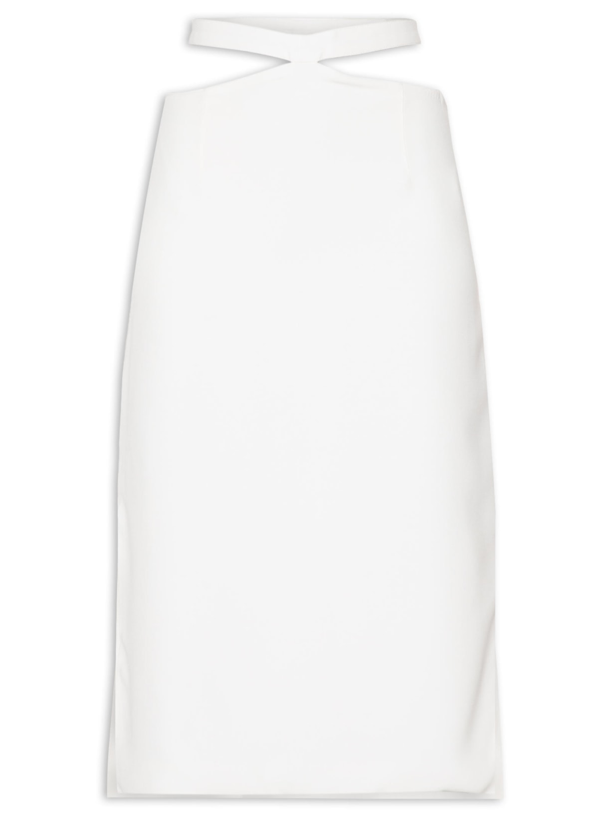 Saia Midi Crepe Recorte Cintura Branco '2Essential