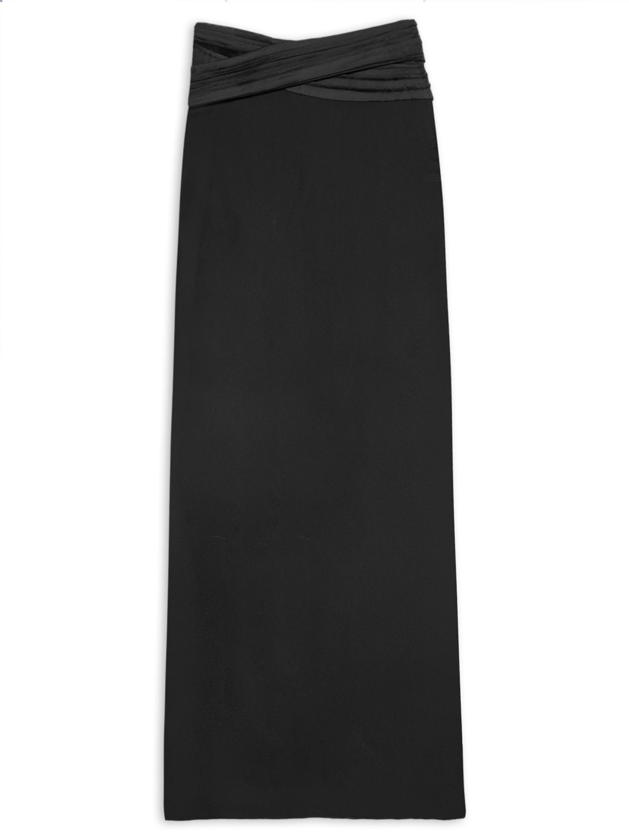 Saia Midi Crepe Recorte - Preto