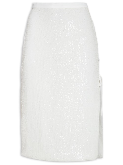 Saia Midi De Amarrar Com Fenda Reveillon - Branco
