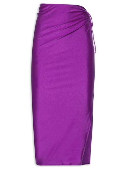 Saia Midi Detalhe Amarração Lateral - Roxo