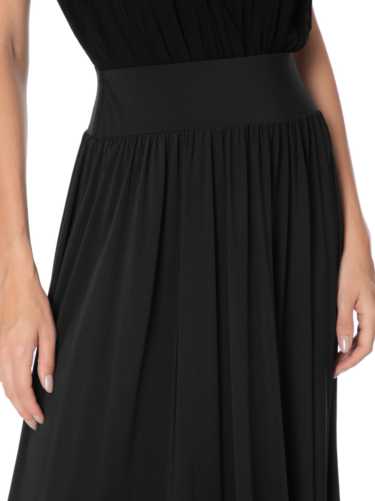 Saia Midi Drape Preto Animale