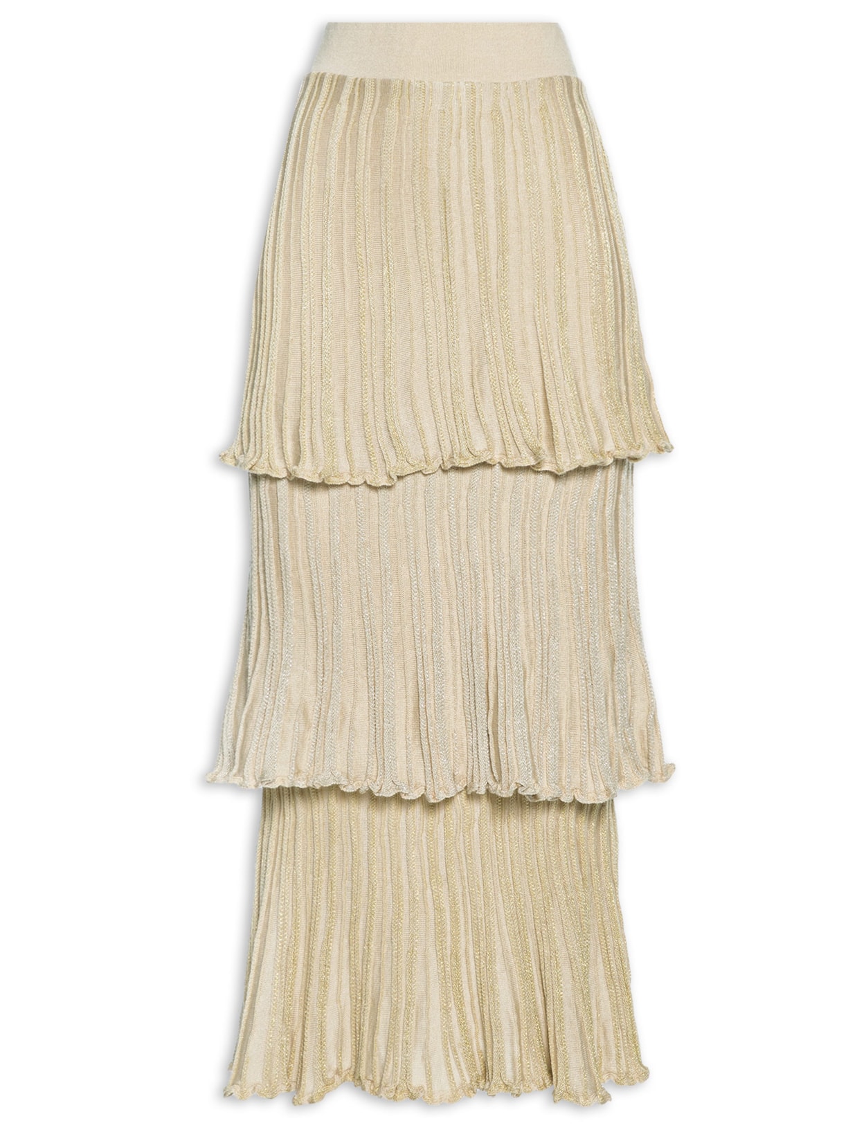 Saia Midi Em Camadas - Bege