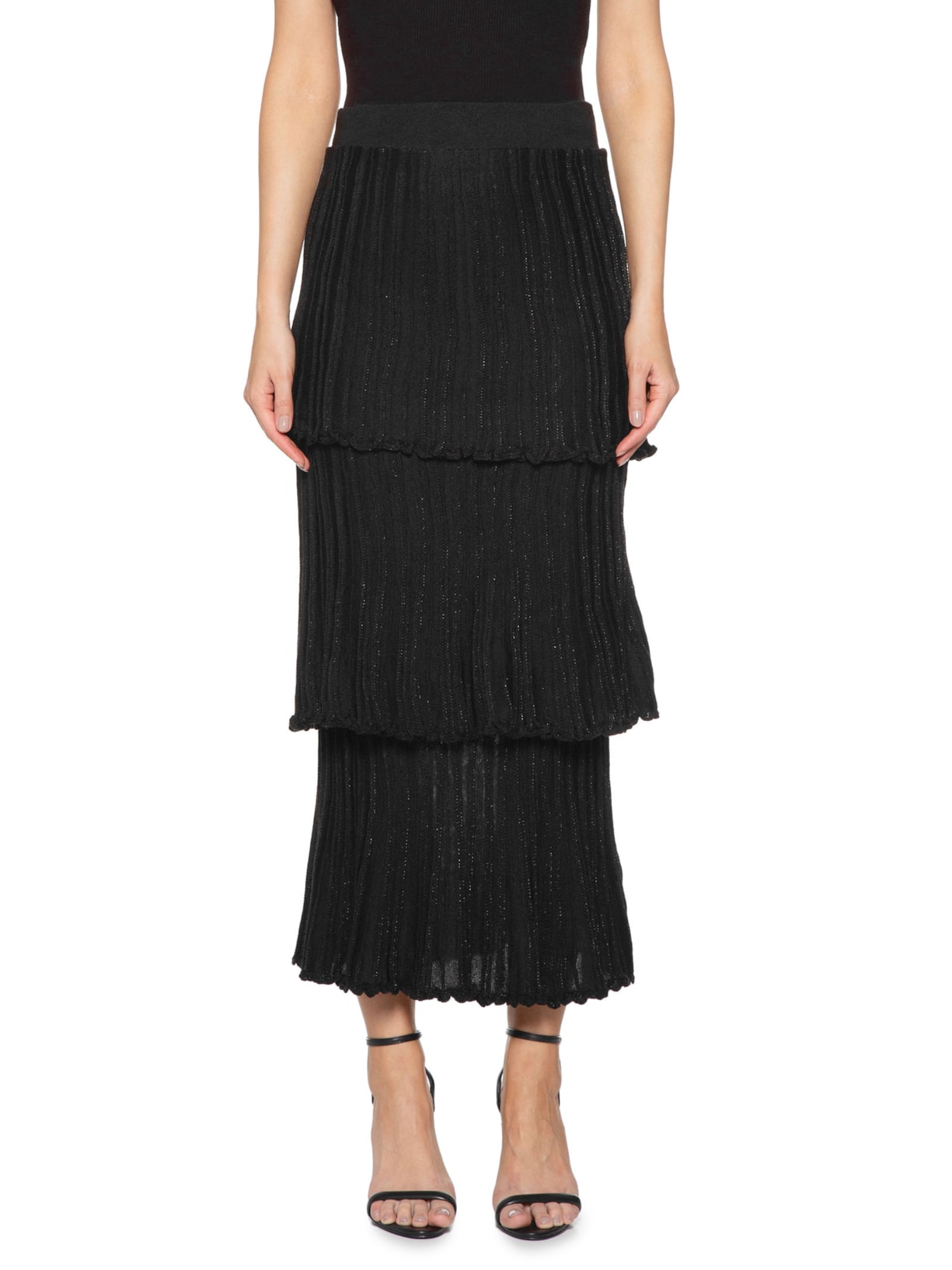 Saia Midi Em Camadas Preto Market 33