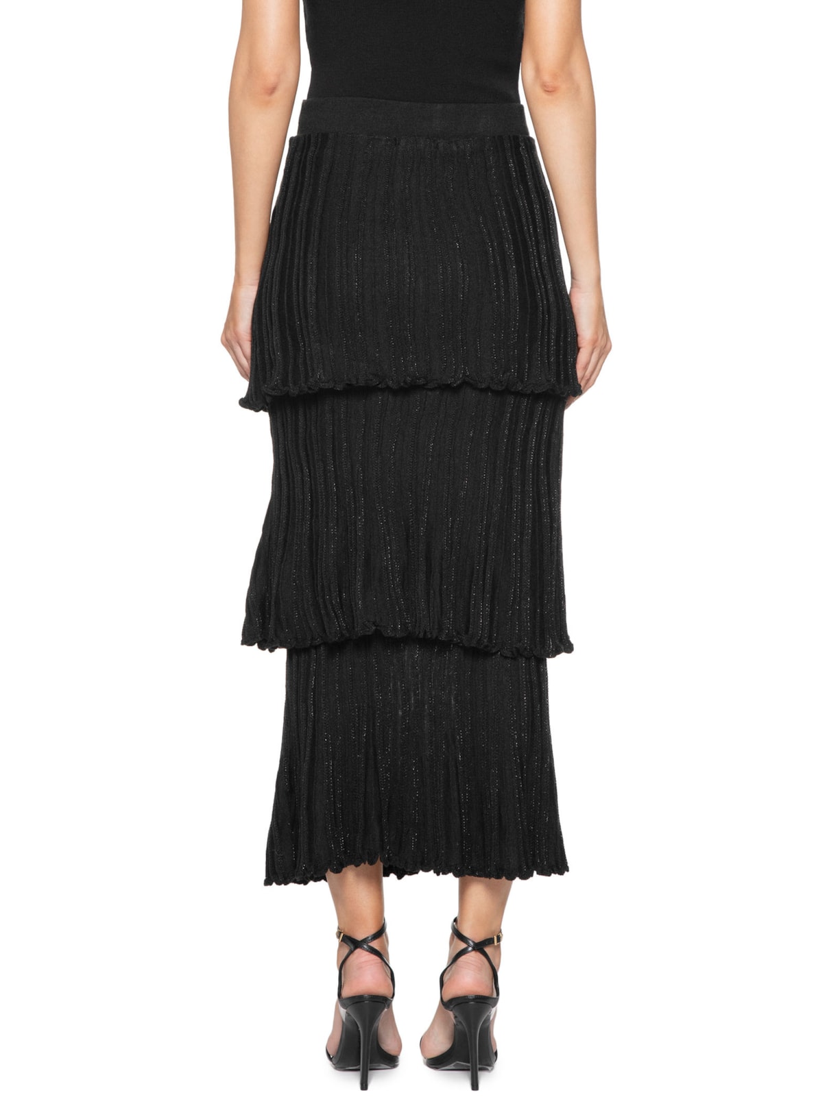 Saia Midi Em Camadas Preto Market 33