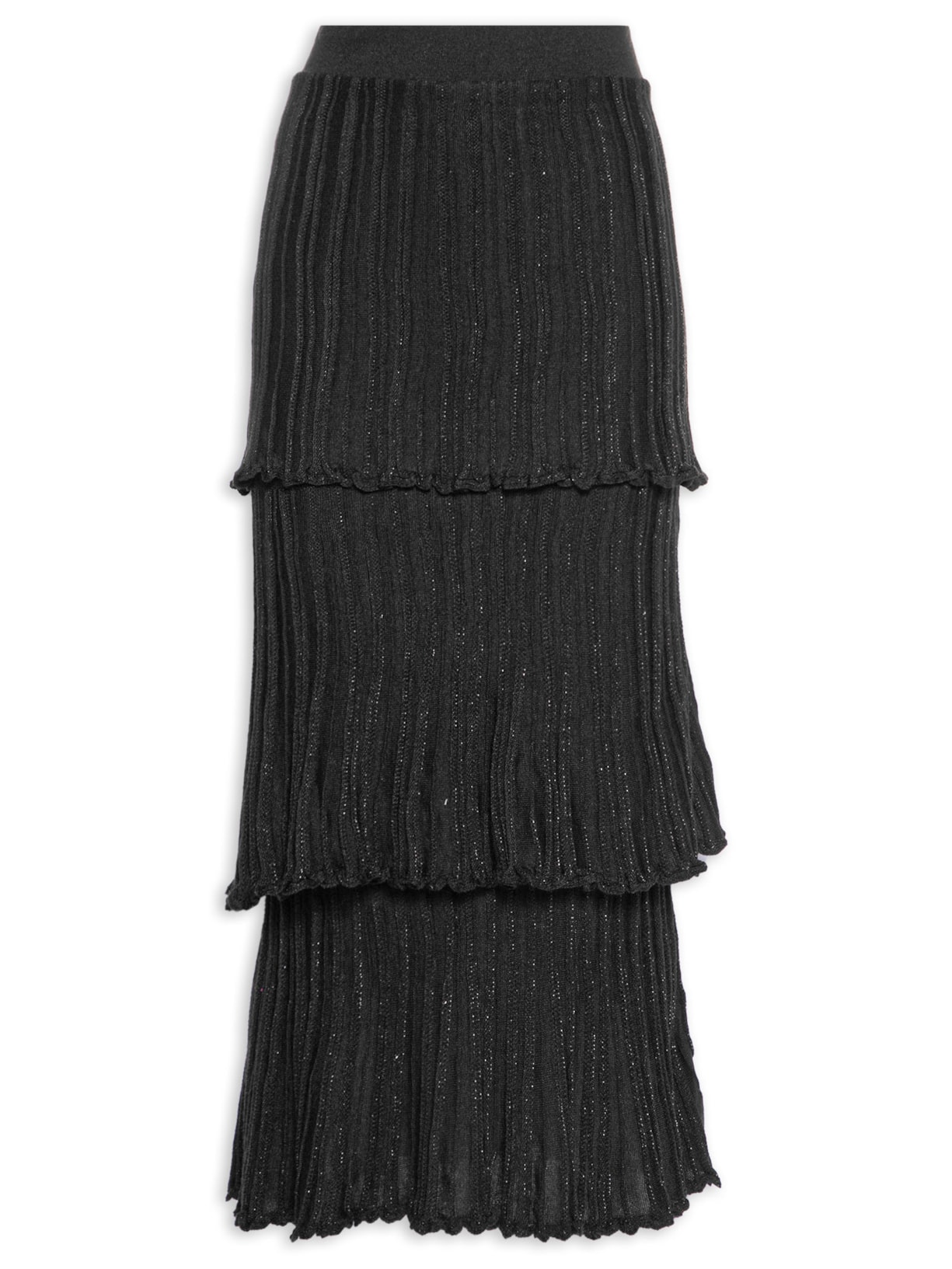 Saia Midi Em Camadas Preto Market 33