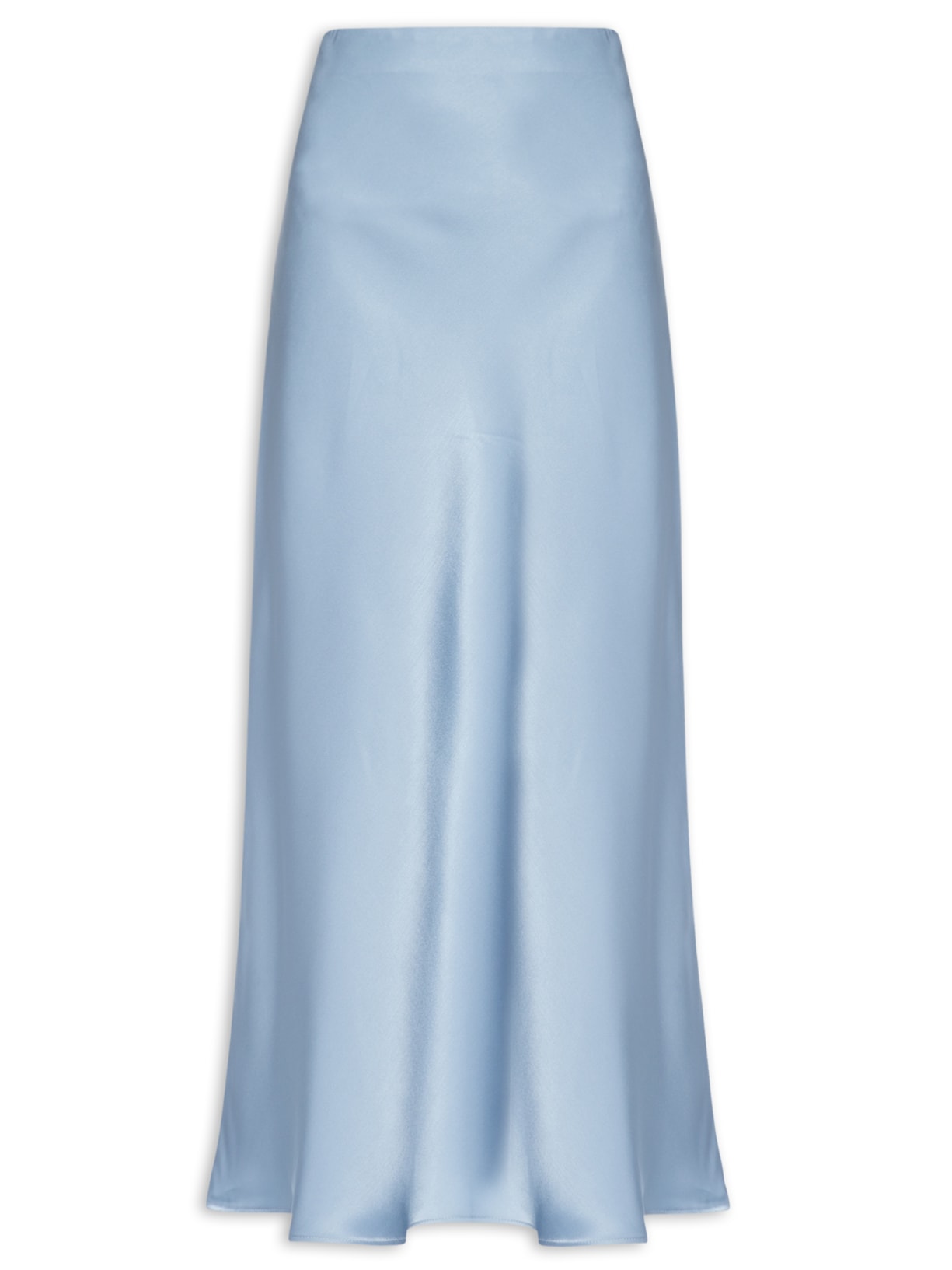 Saia Midi Em Cetim Azul Market 33