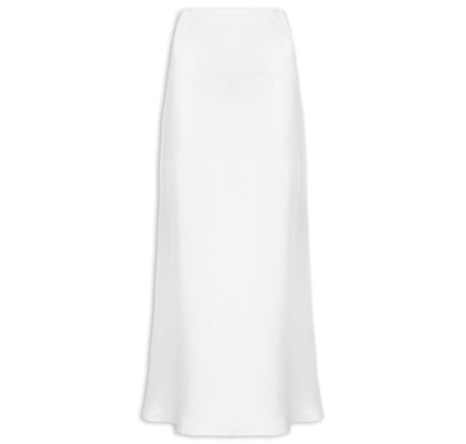 Saia Midi Em Cetim - Branco
