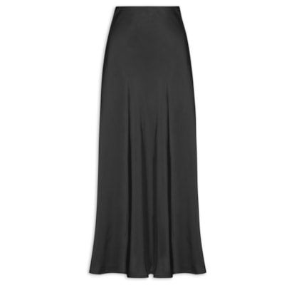 Saia Midi em Cetim - Preto