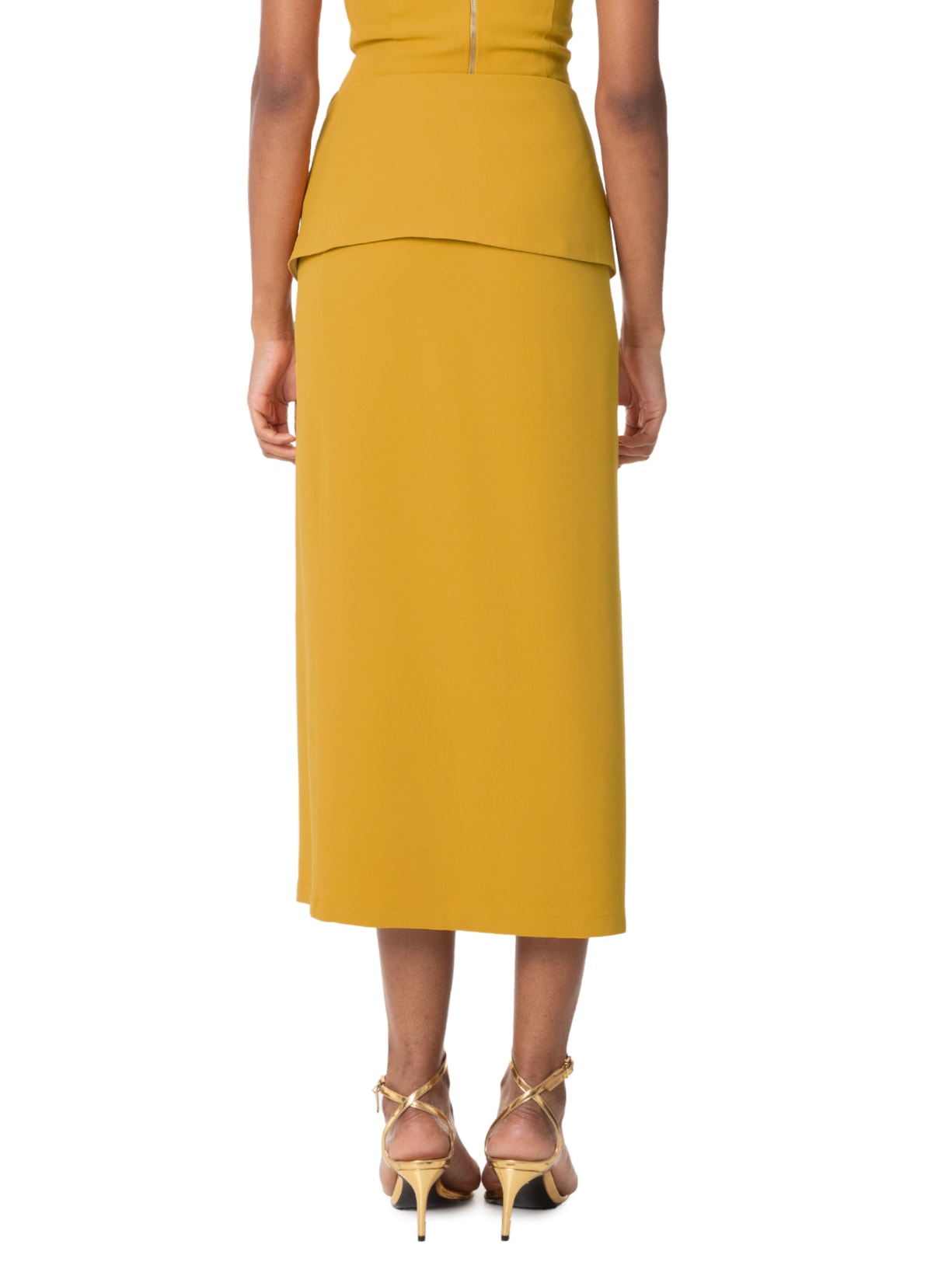 Saia Midi Em Crepe Com Transpasse Amarelo '2Essential