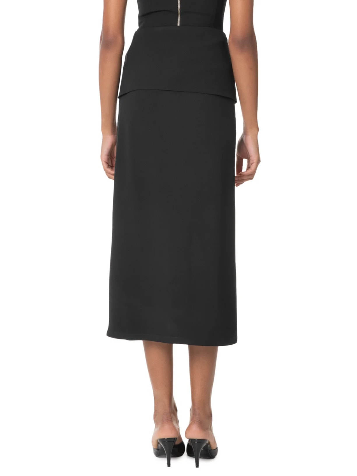 Saia Midi Em Crepe Com Transpasse Preto '2Essential