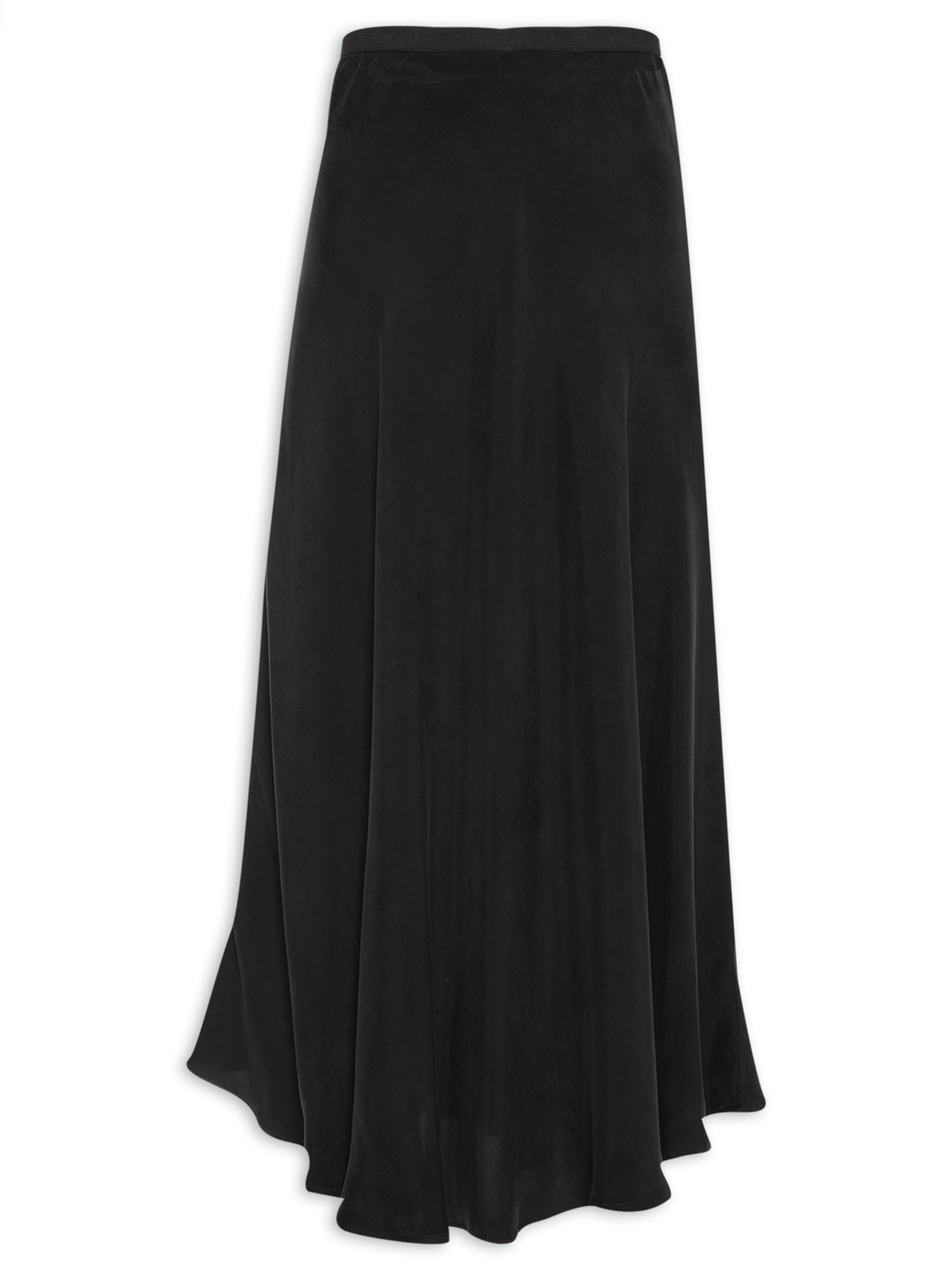 Saia Midi Em Cupro Viés - Preto