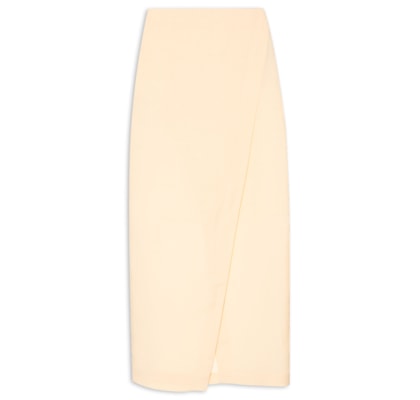 Saia Midi Em Linho Misto - Amarelo