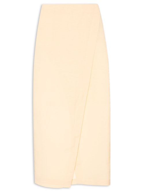 Saia Midi Em Linho Misto - Amarelo