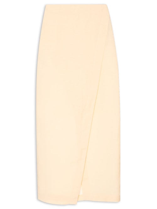 Saia Midi Em Linho Misto - Amarelo
