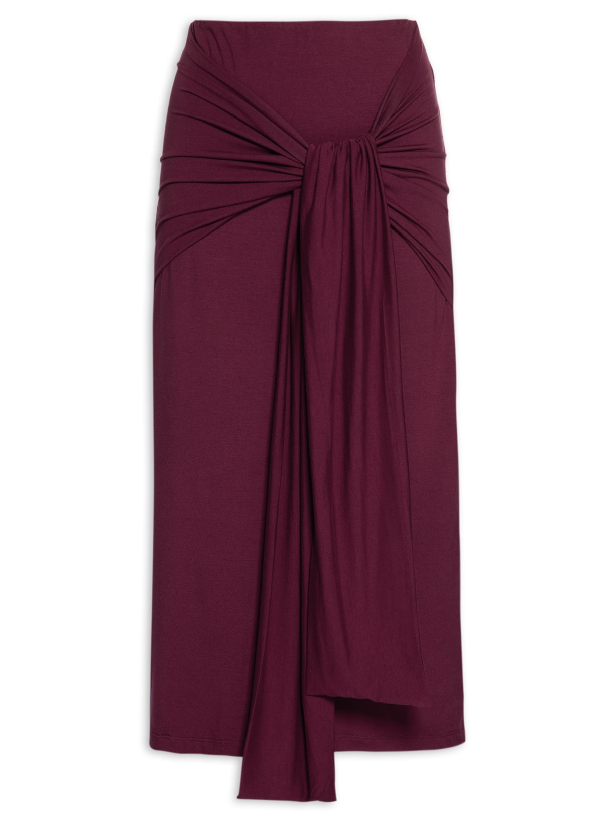 Saia Midi Em Malha Amarração - Vermelho