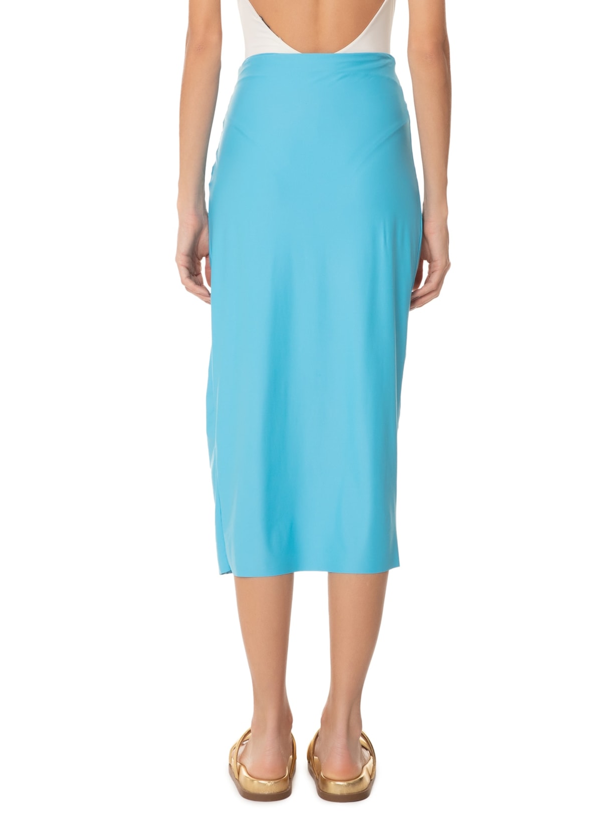 Saia Midi Em Malha Azul '2Essential