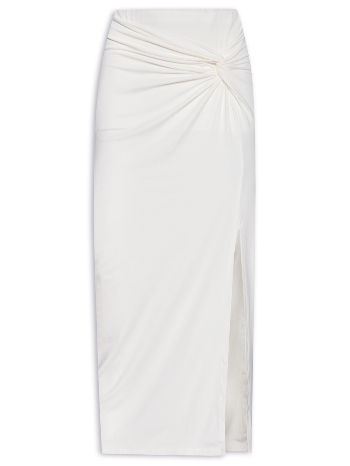 Saia MIdi Em Malha Com Franzidos - Branco