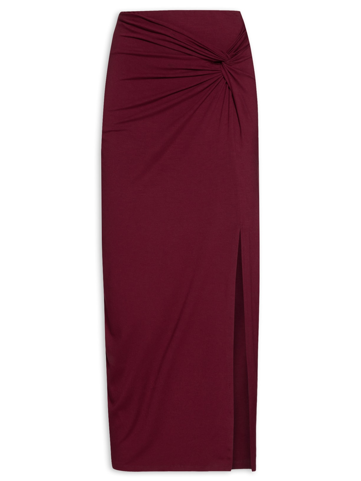 Saia MIdi Em Malha Com Franzidos - Vinho