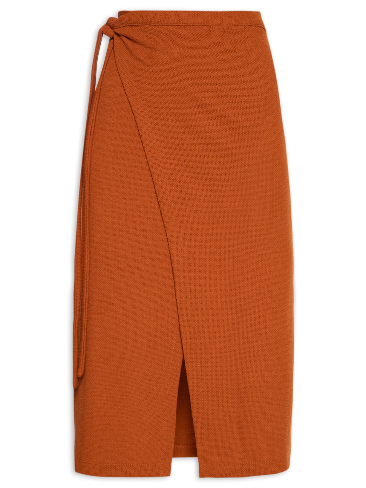 Saia Midi Em Malha Pareô - Laranja