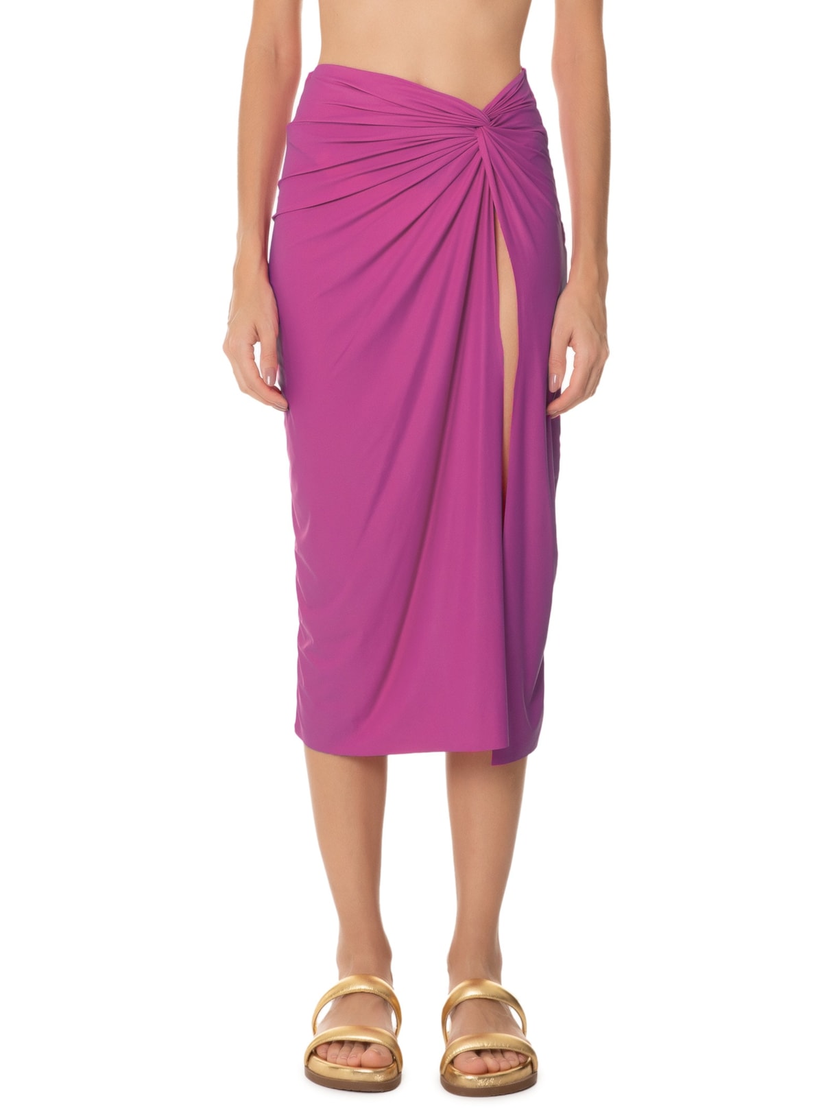 Saia Midi Em Malha Rosa '2Essential