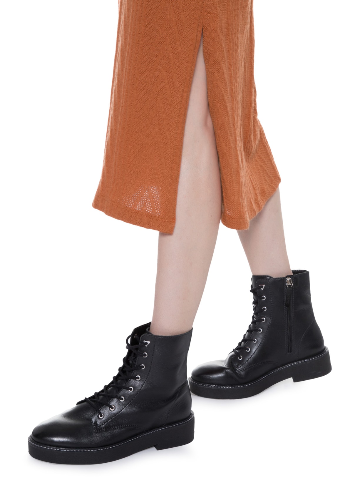 Saia Midi Em Malha Tricot Laranja '2Essential