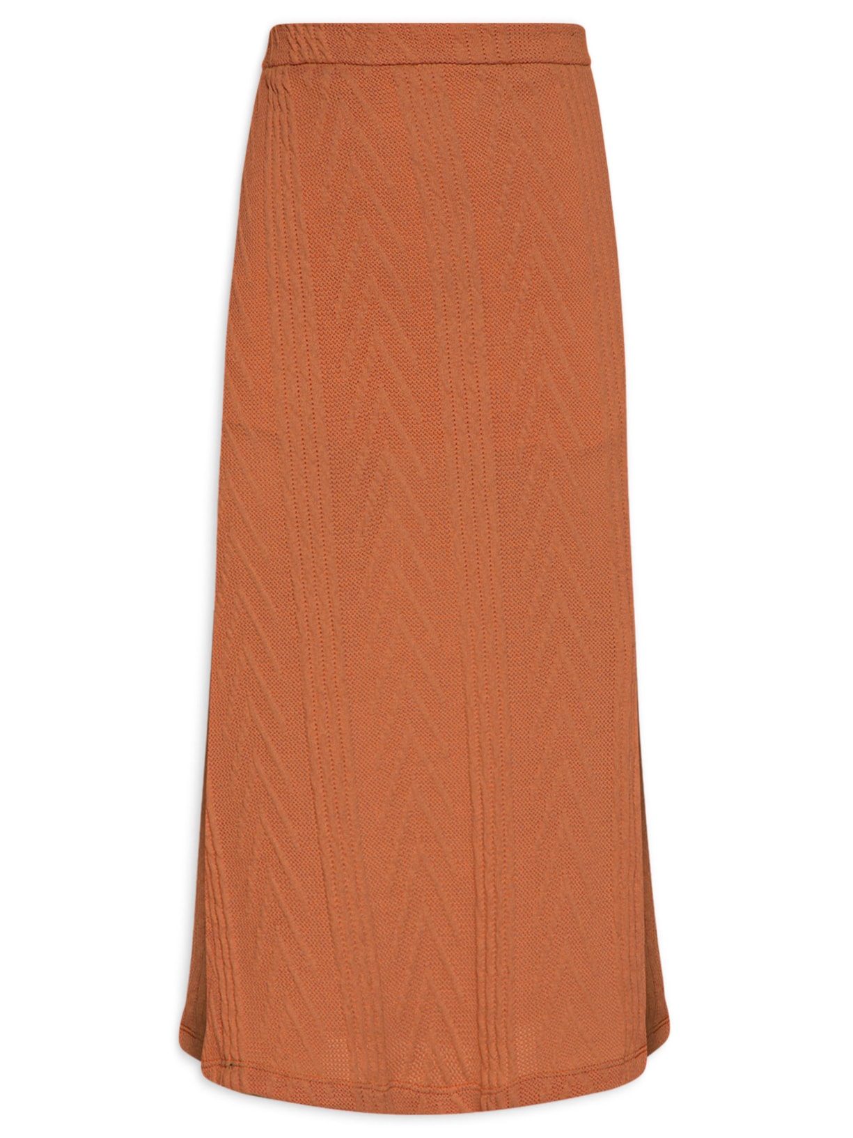 Saia Midi Em Malha Tricot Laranja '2Essential