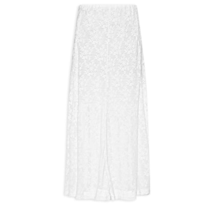 Saia Midi Em Renda - Branco