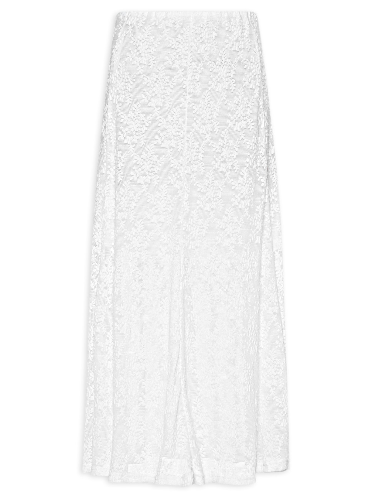 Saia Midi Em Renda - Branco