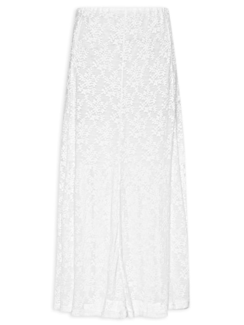 Saia Midi Em Renda - Branco