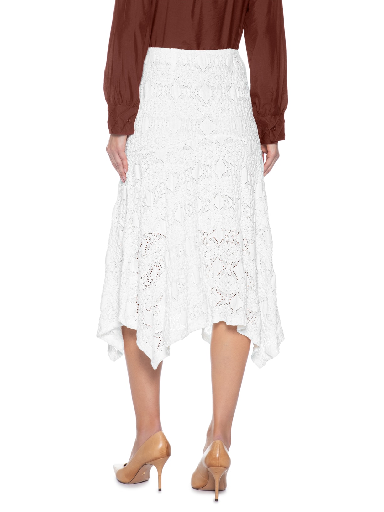 Saia Midi Em Renda Branco '2Essential