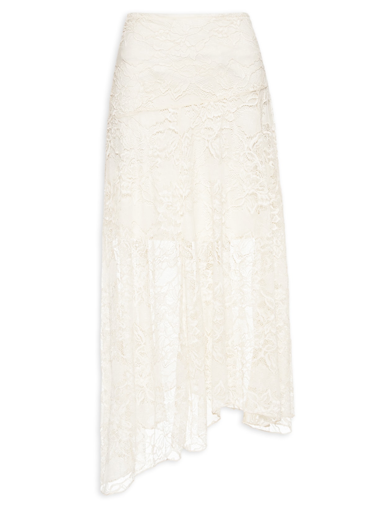 Saia Midi Em Renda - Off White
