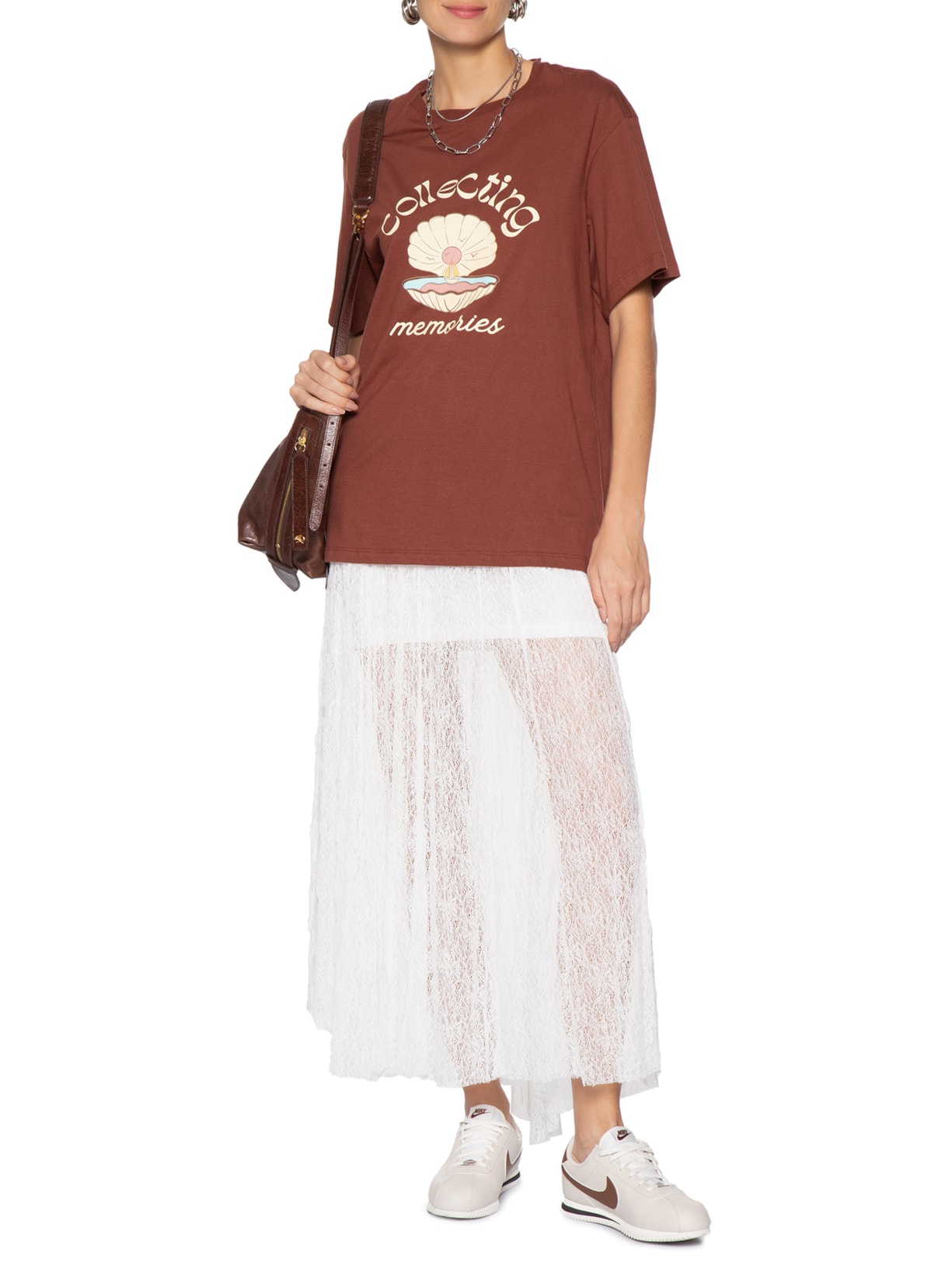 Saia Midi Em Renda Off White Market 33