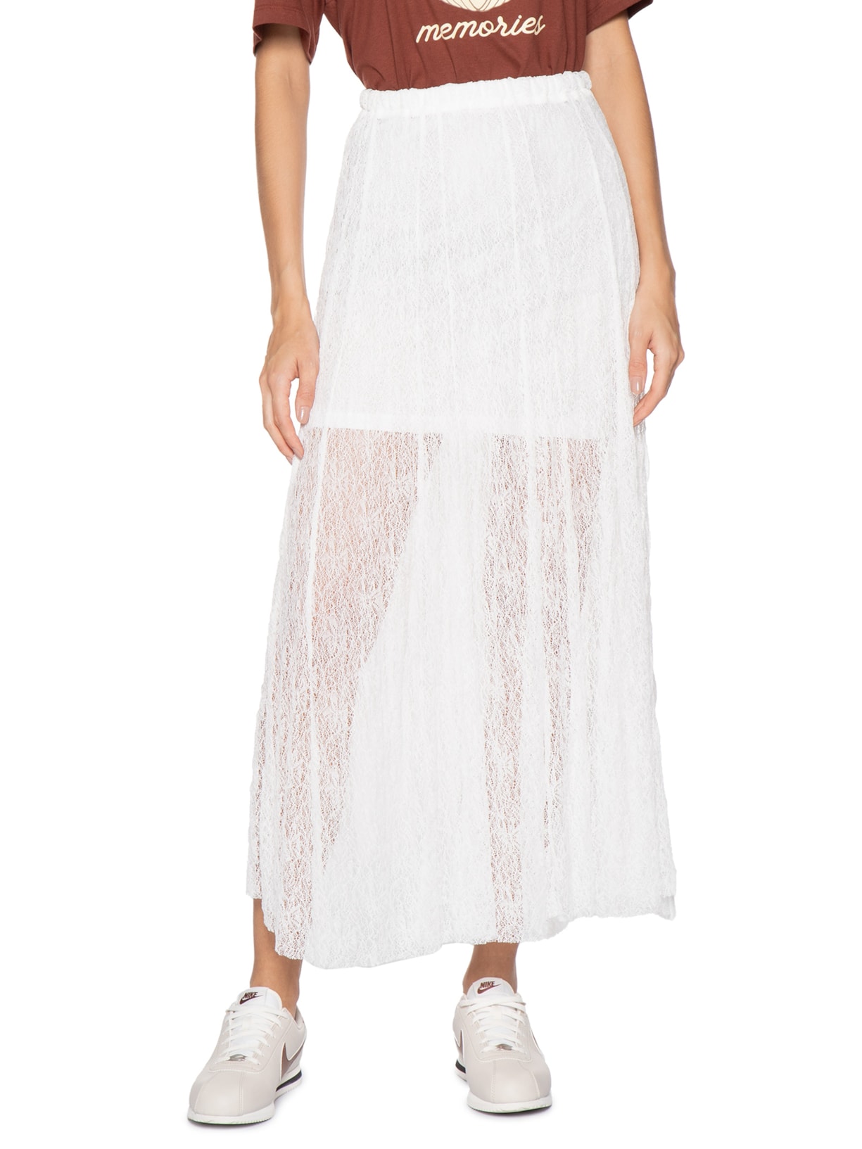 Saia Midi Em Renda Off White Market 33