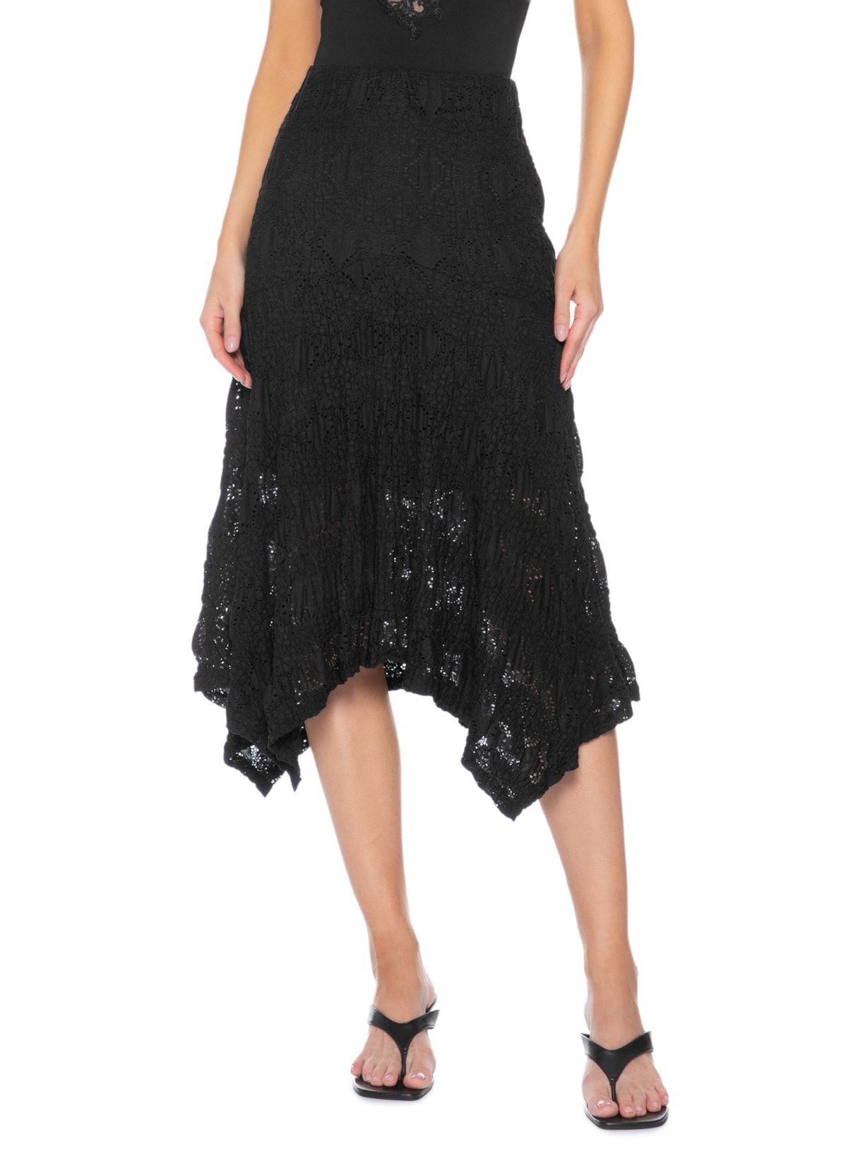 Saia Midi Em Renda Preto '2Essential