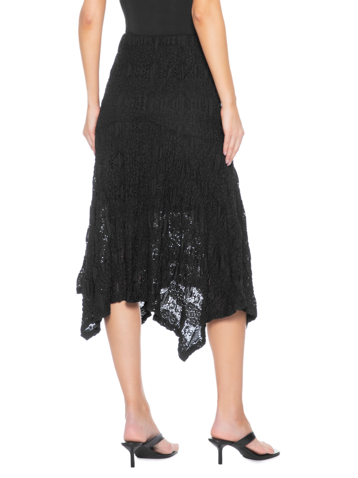 Saia Midi Em Renda Preto '2Essential