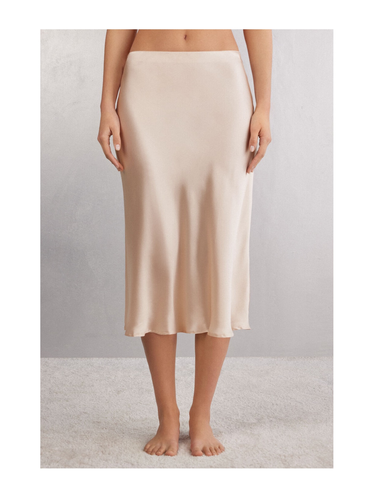 Saia Midi Em Seda Off-White Intimissimi