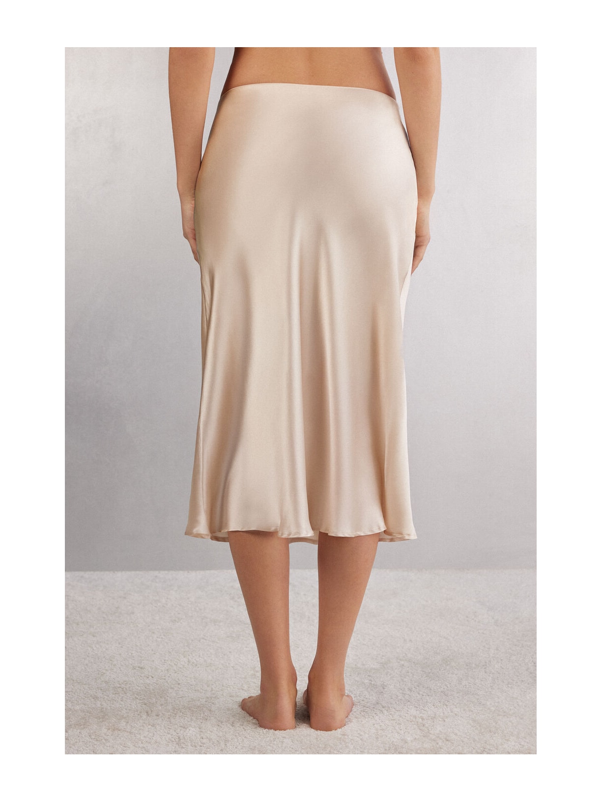 Saia Midi Em Seda Off-White Intimissimi