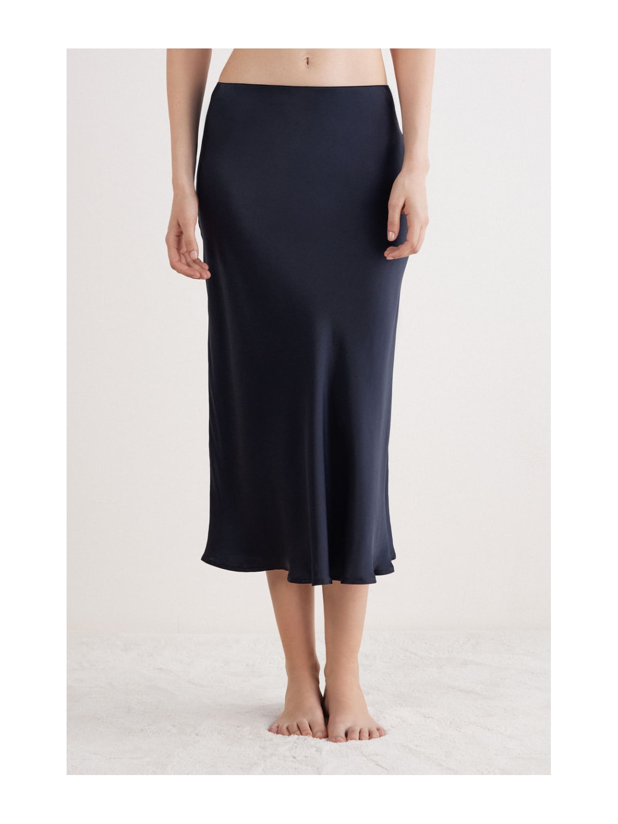 Saia Midi Em Seda Preto Intimissimi