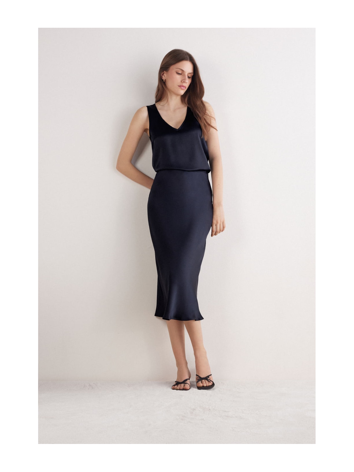 Saia Midi Em Seda Preto Intimissimi