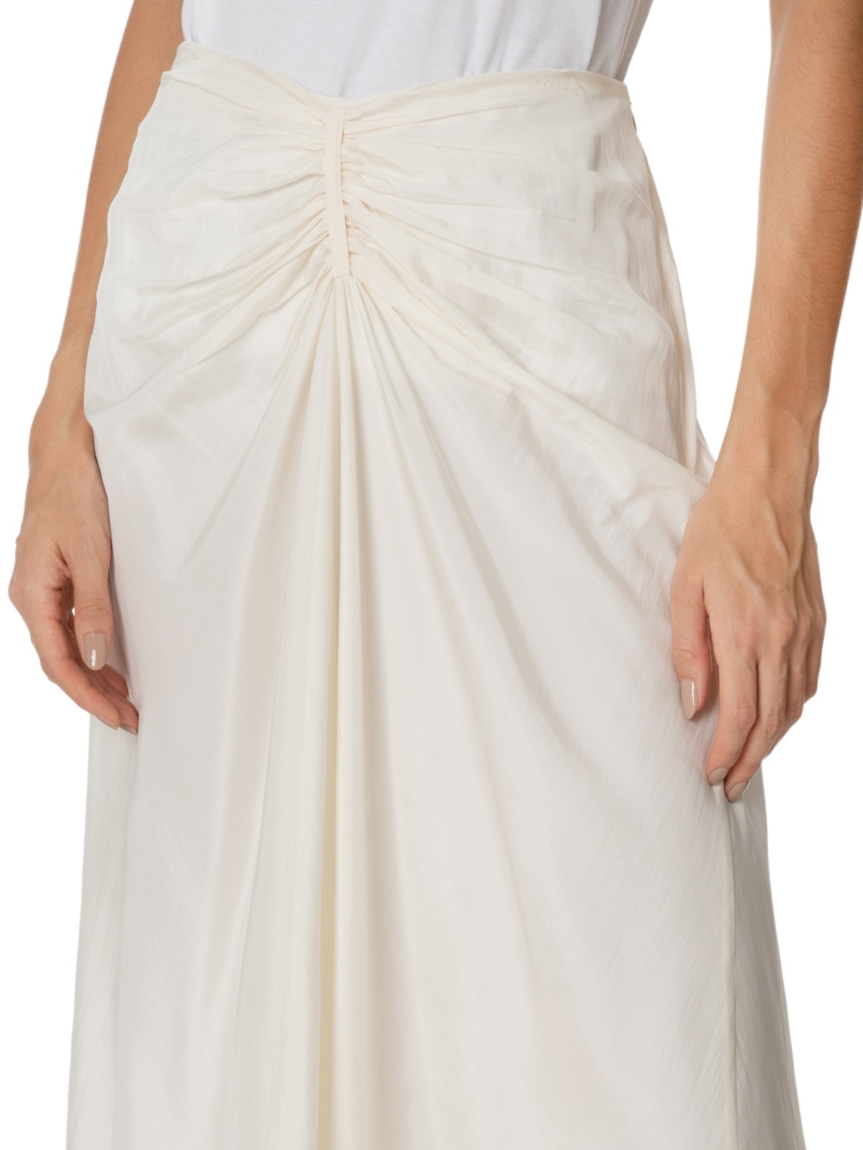 Saia Midi Em Seda Pura Com Faixa Off White '2Essential