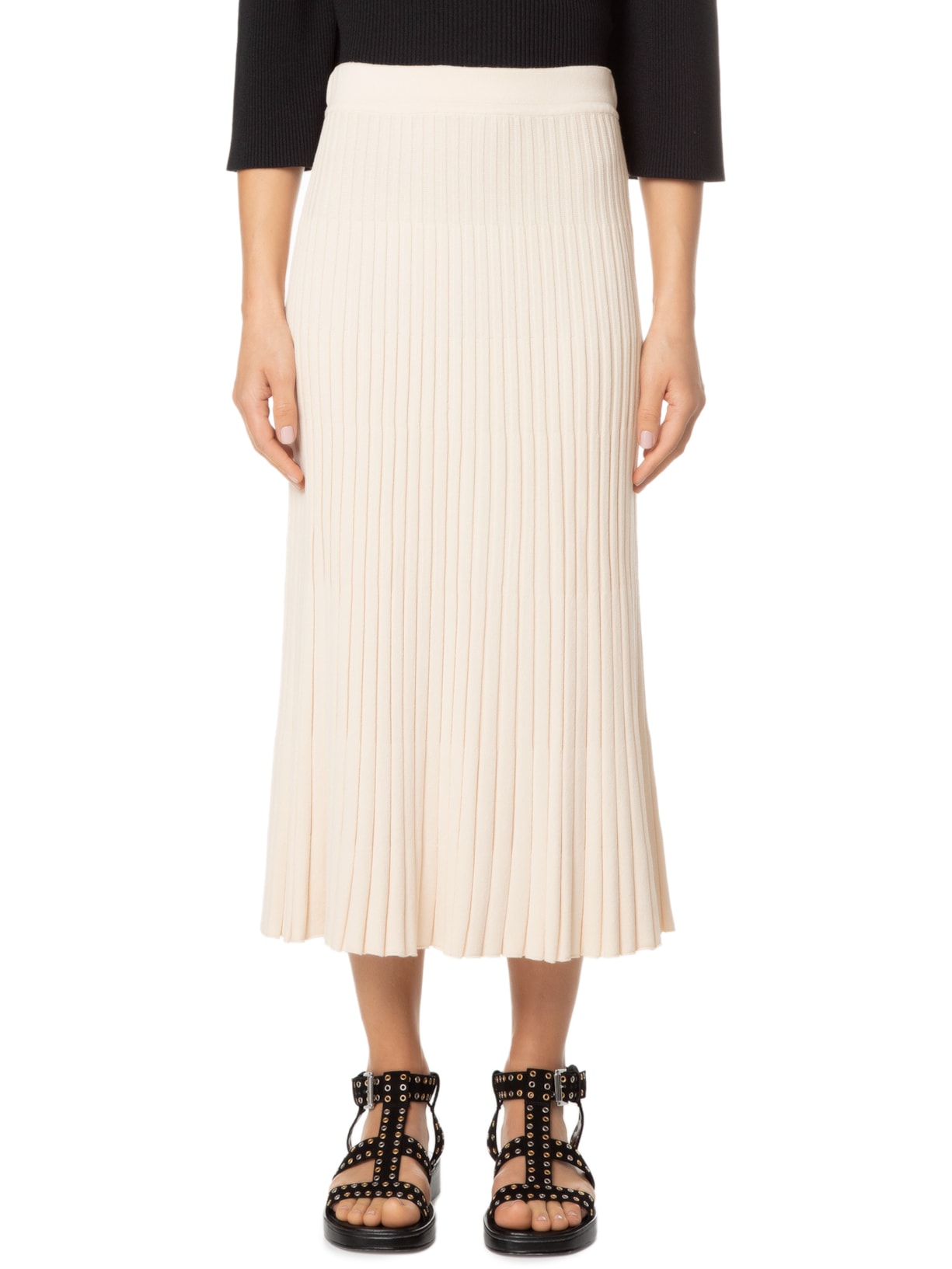 Saia Midi Em Tricot Bege Anselmi