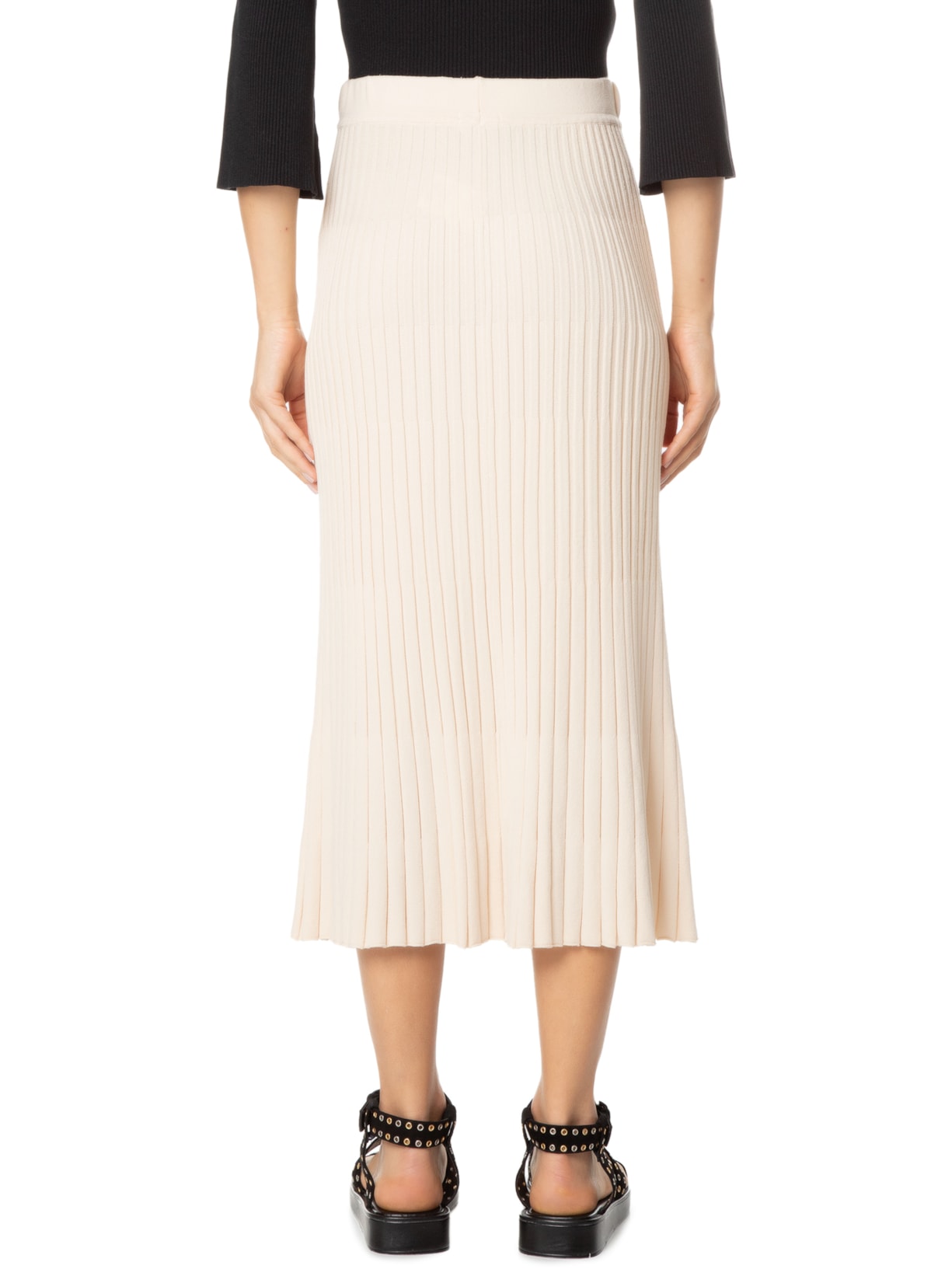 Saia Midi Em Tricot Bege Anselmi