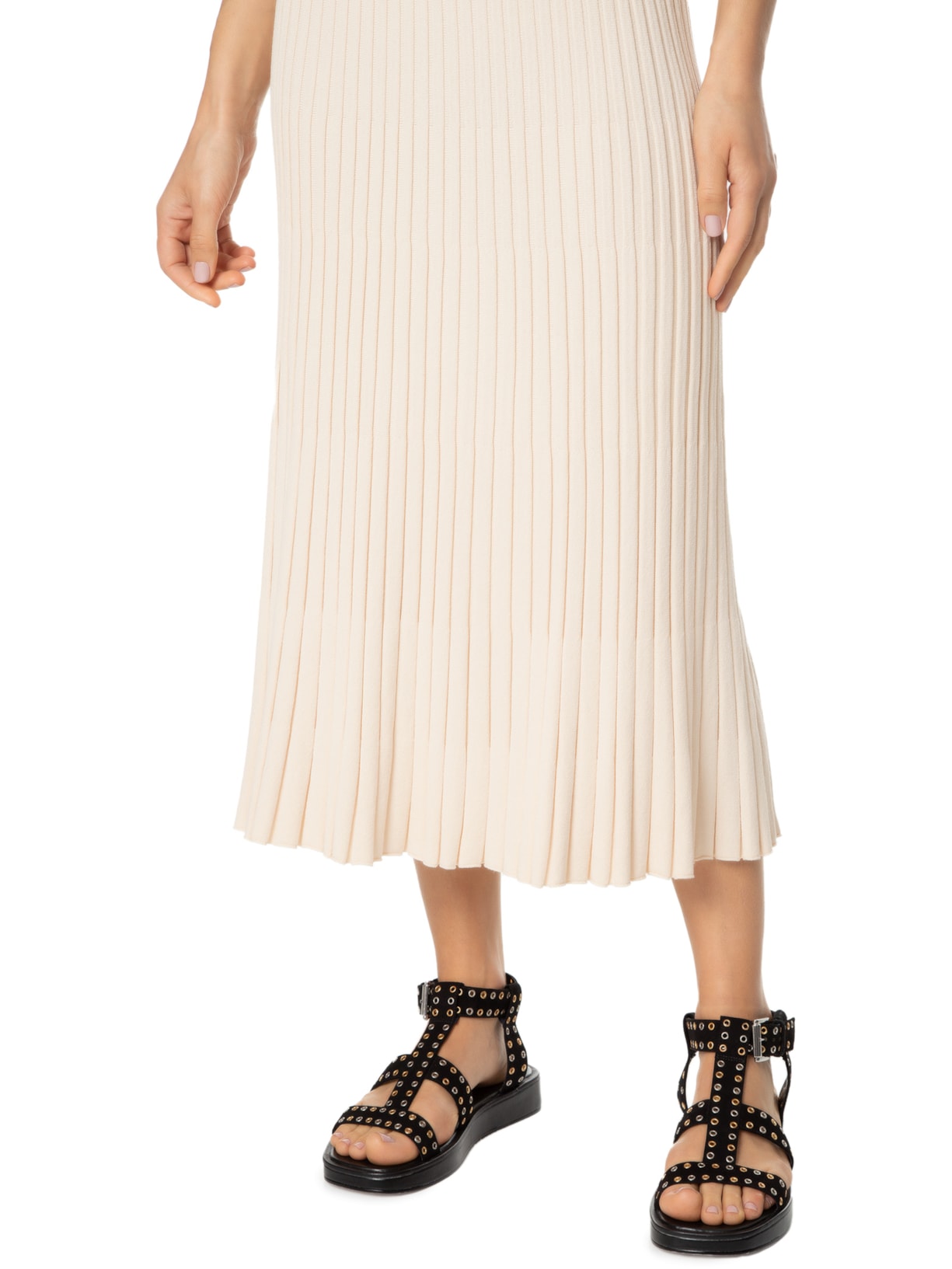 Saia Midi Em Tricot Bege Anselmi