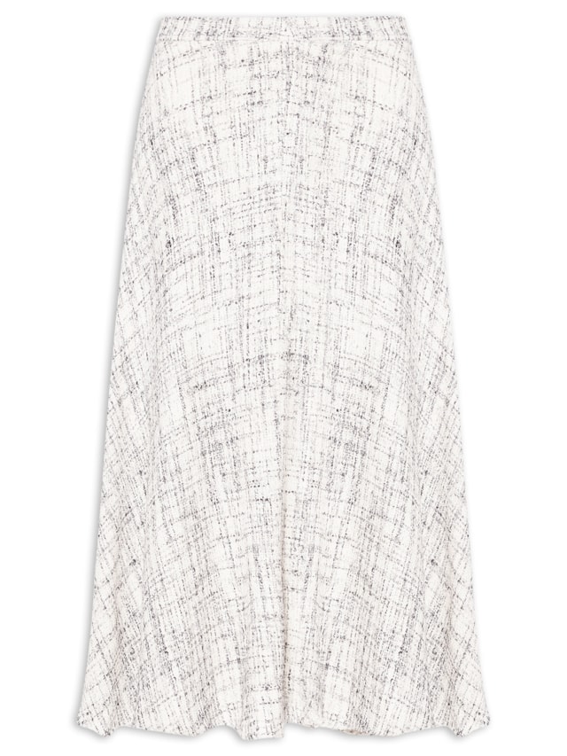 Saia Midi Em Tweed - Off White by '2ESSENTIAL