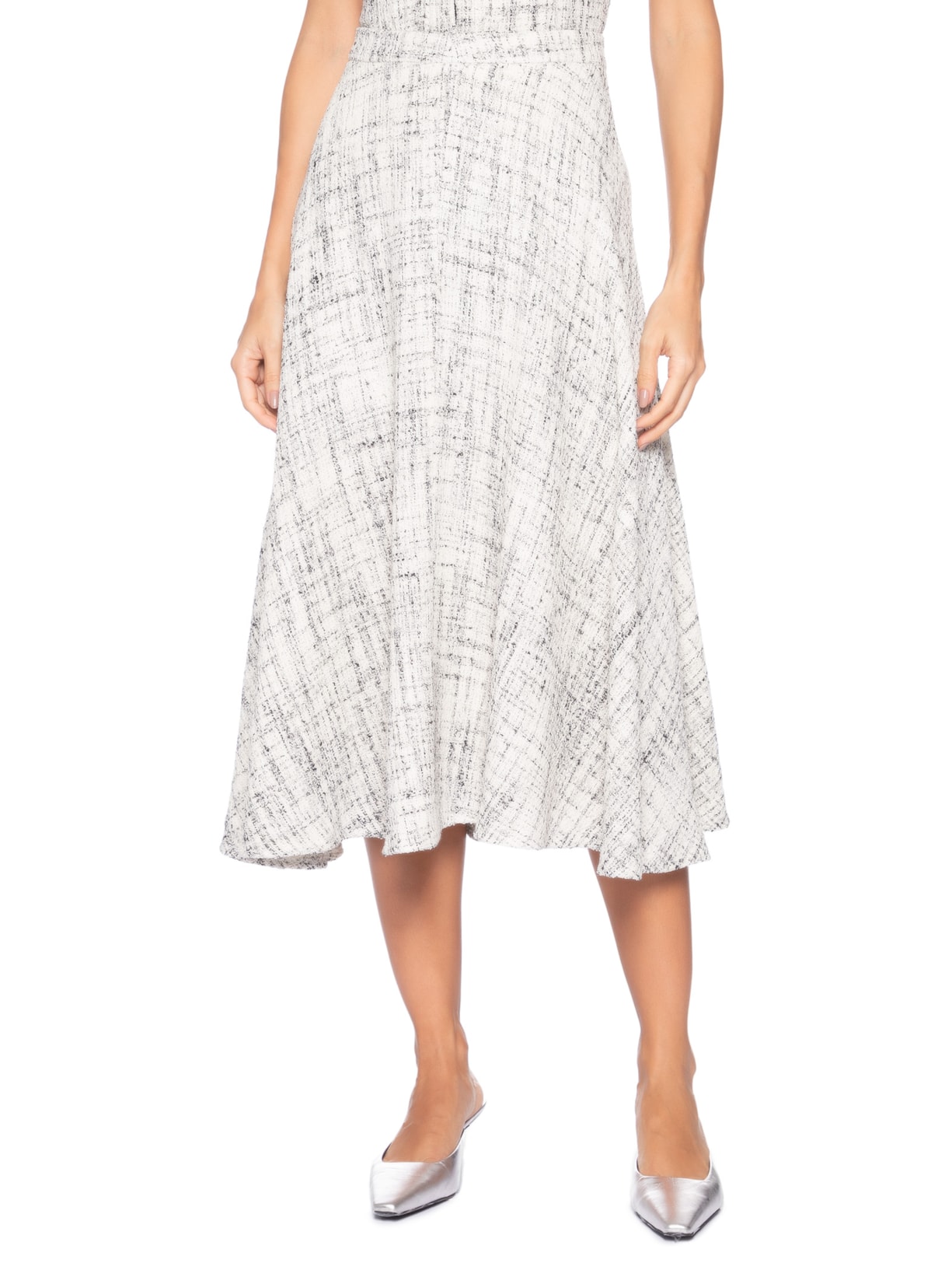 Saia Midi Em Tweed - Off White by '2ESSENTIAL